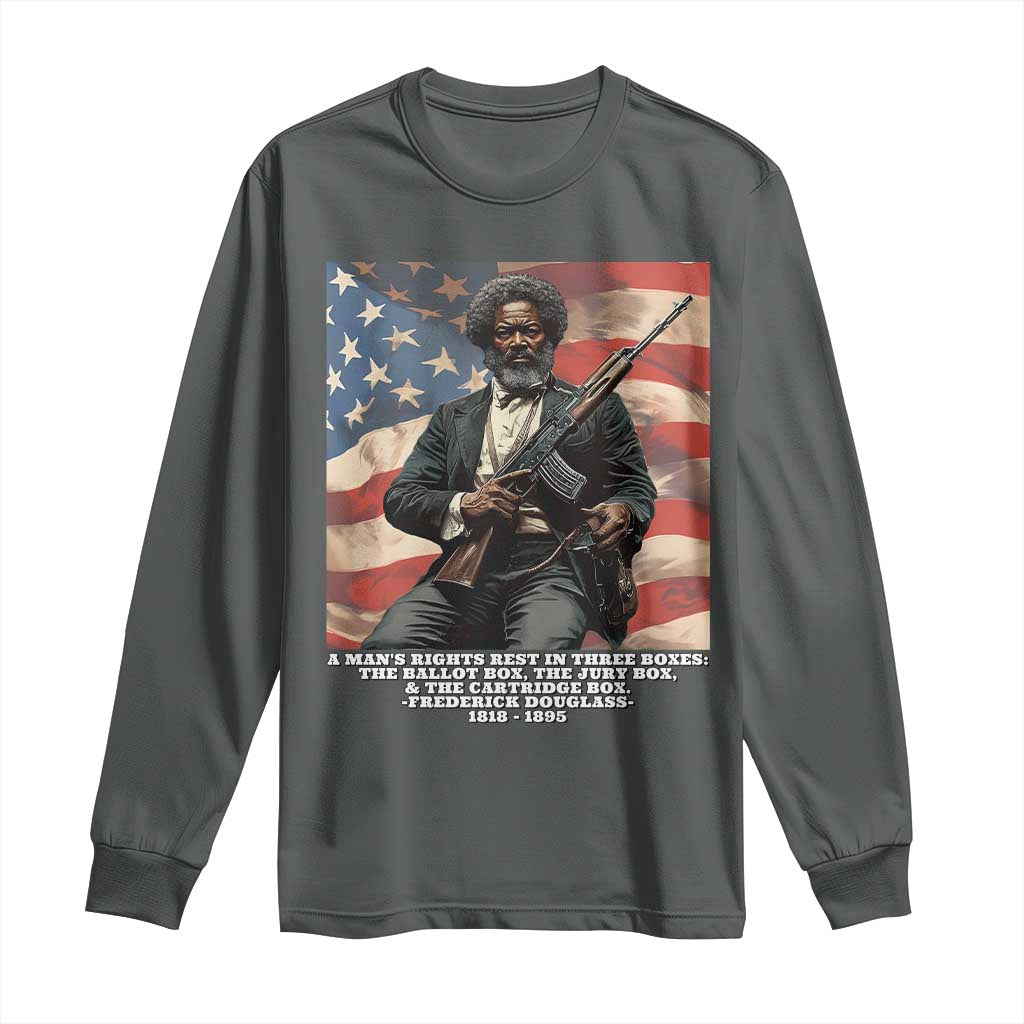 Frederick Douglass Long Sleeve Shirt A Man's Rights Rest In Three Boxes Vintage American Flag