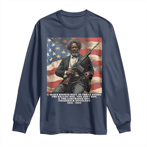 Frederick Douglass Long Sleeve Shirt A Man's Rights Rest In Three Boxes Vintage American Flag