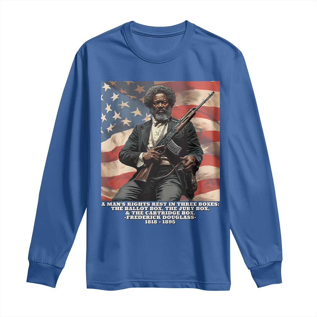 Frederick Douglass Long Sleeve Shirt A Man's Rights Rest In Three Boxes Vintage American Flag