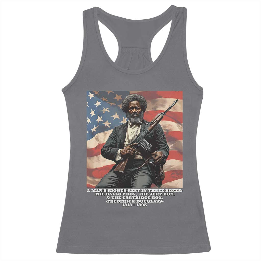 Frederick Douglass Racerback Tank Top A Man's Rights Rest In Three Boxes Vintage American Flag