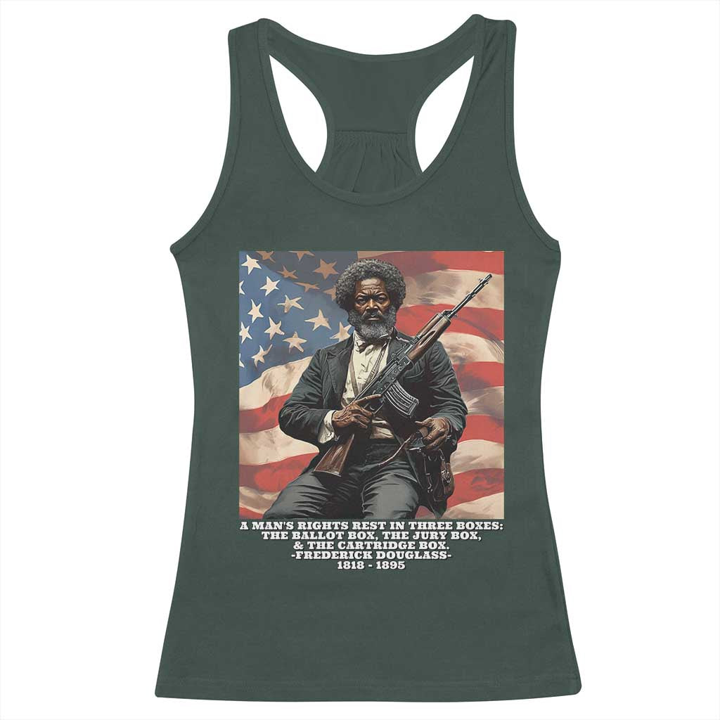 Frederick Douglass Racerback Tank Top A Man's Rights Rest In Three Boxes Vintage American Flag