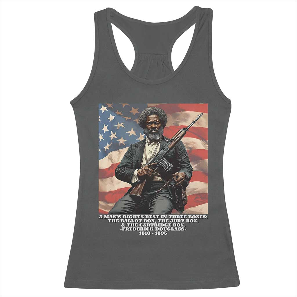 Frederick Douglass Racerback Tank Top A Man's Rights Rest In Three Boxes Vintage American Flag