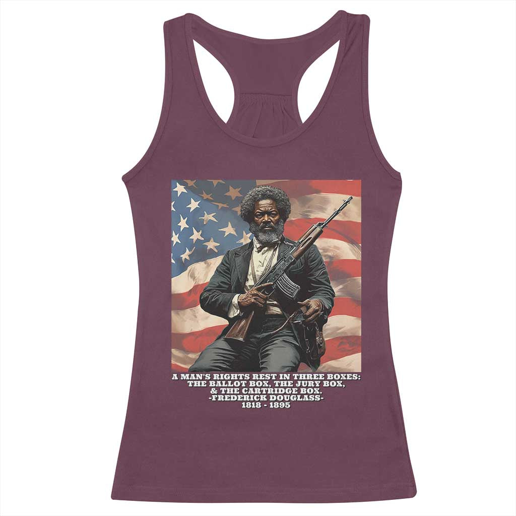 Frederick Douglass Racerback Tank Top A Man's Rights Rest In Three Boxes Vintage American Flag
