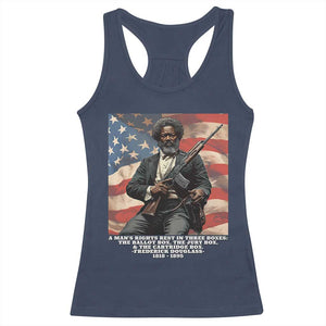 Frederick Douglass Racerback Tank Top A Man's Rights Rest In Three Boxes Vintage American Flag