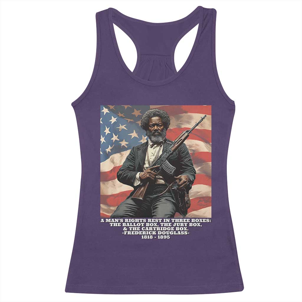Frederick Douglass Racerback Tank Top A Man's Rights Rest In Three Boxes Vintage American Flag