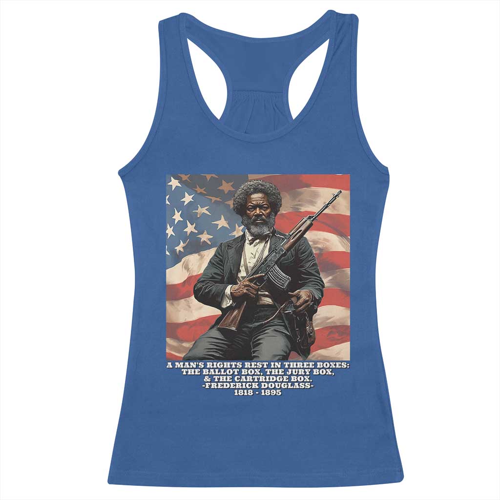 Frederick Douglass Racerback Tank Top A Man's Rights Rest In Three Boxes Vintage American Flag