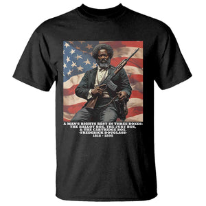 Frederick Douglass T Shirt A Man's Rights Rest In Three Boxes Vintage American Flag