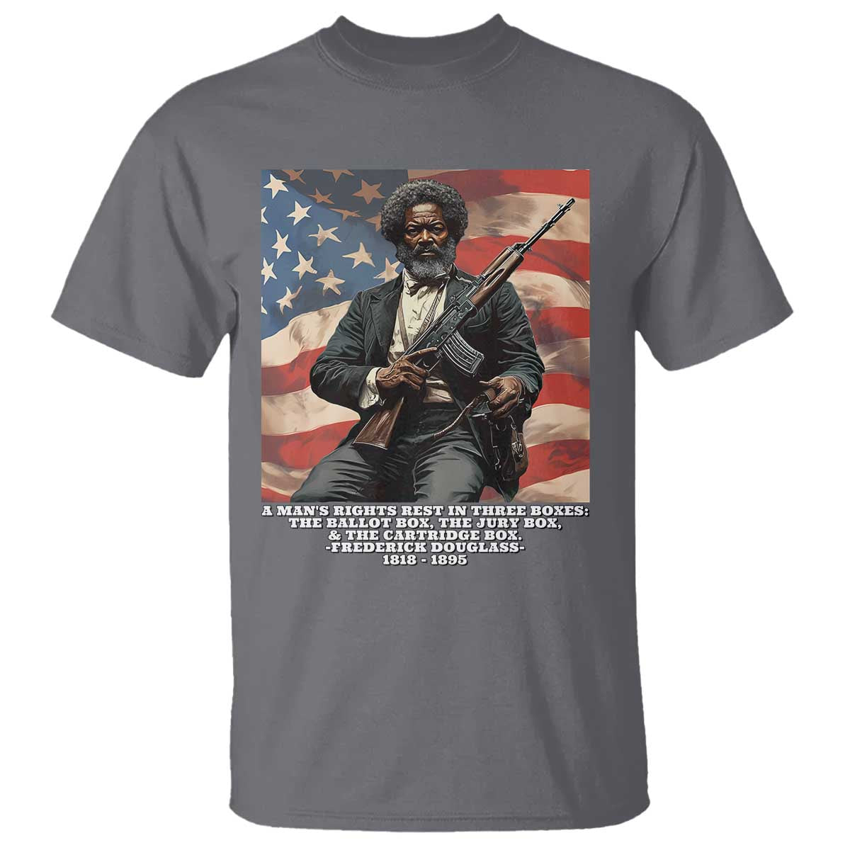 Frederick Douglass T Shirt A Man's Rights Rest In Three Boxes Vintage American Flag