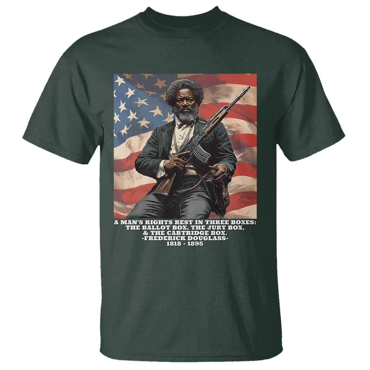 Frederick Douglass T Shirt A Man's Rights Rest In Three Boxes Vintage American Flag