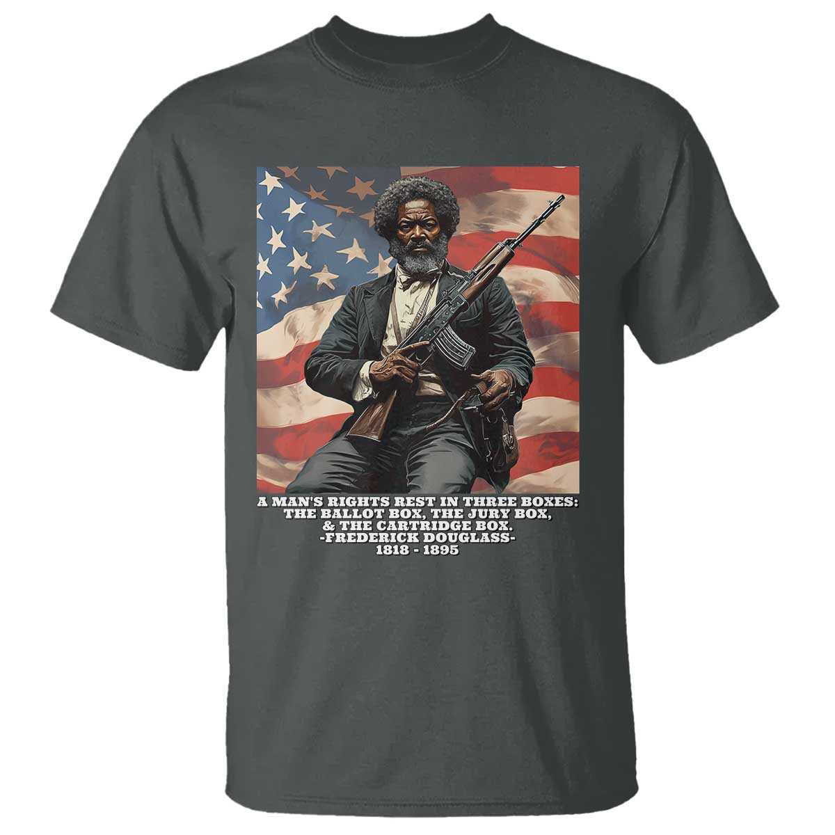 Frederick Douglass T Shirt A Man's Rights Rest In Three Boxes Vintage American Flag