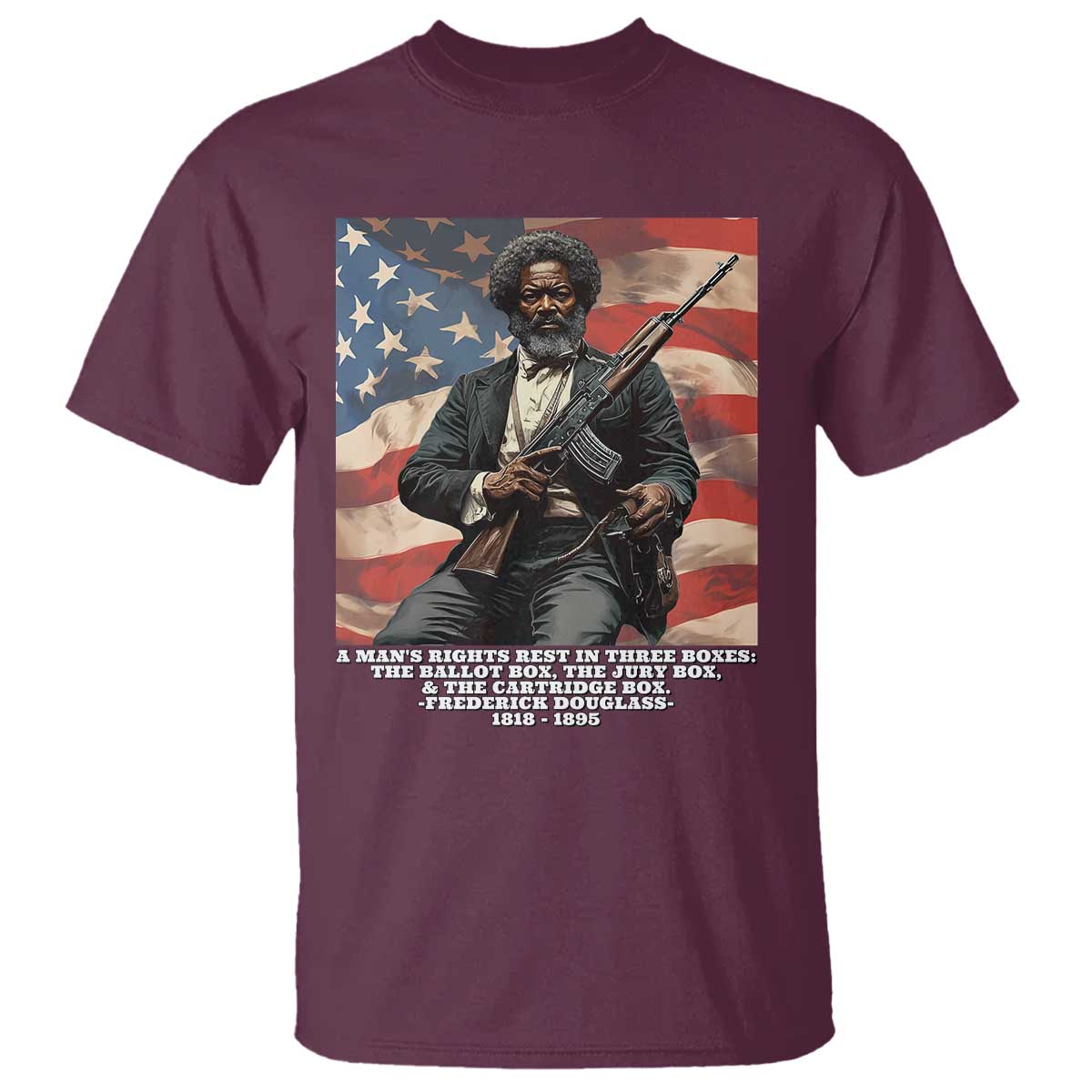 Frederick Douglass T Shirt A Man's Rights Rest In Three Boxes Vintage American Flag