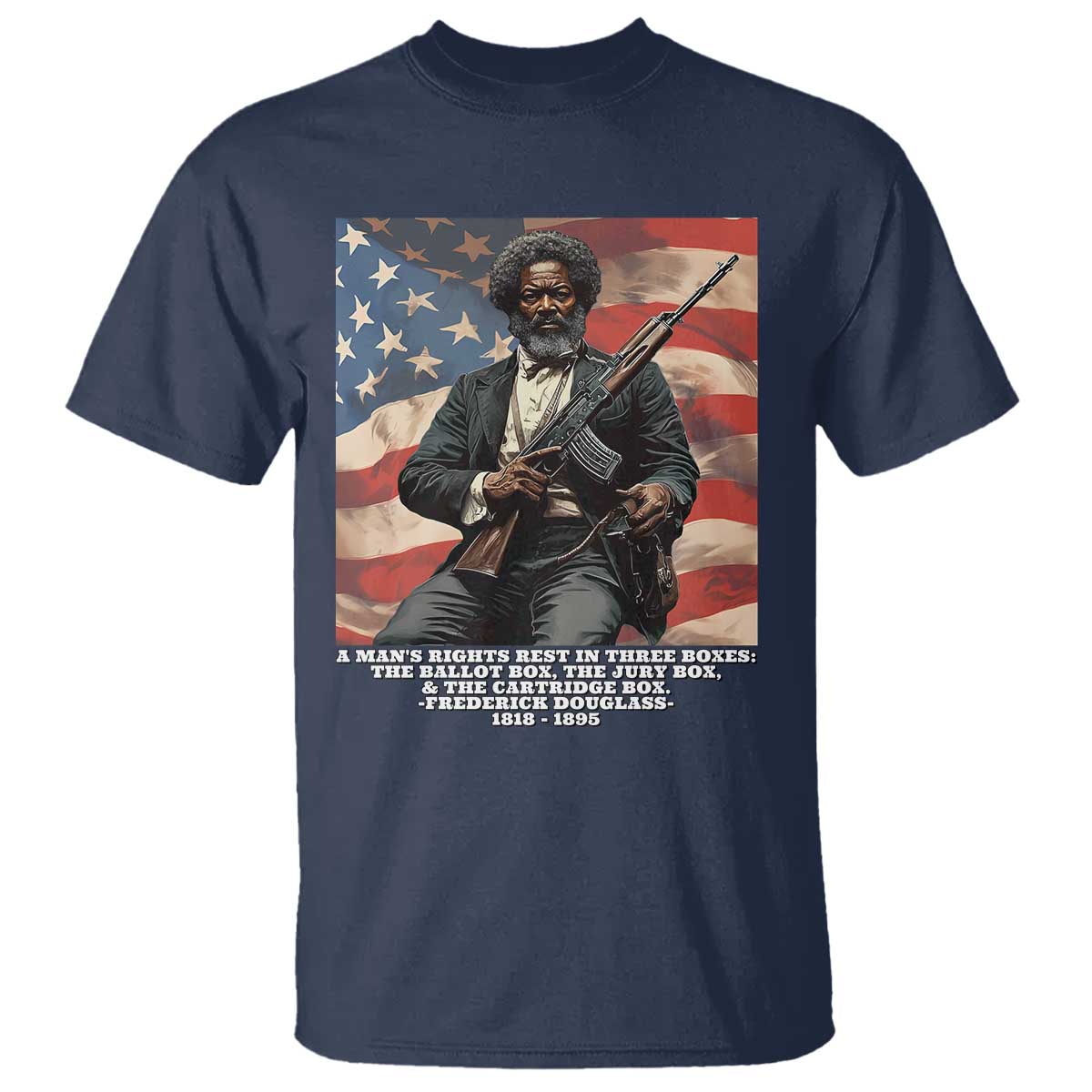 Frederick Douglass T Shirt A Man's Rights Rest In Three Boxes Vintage American Flag