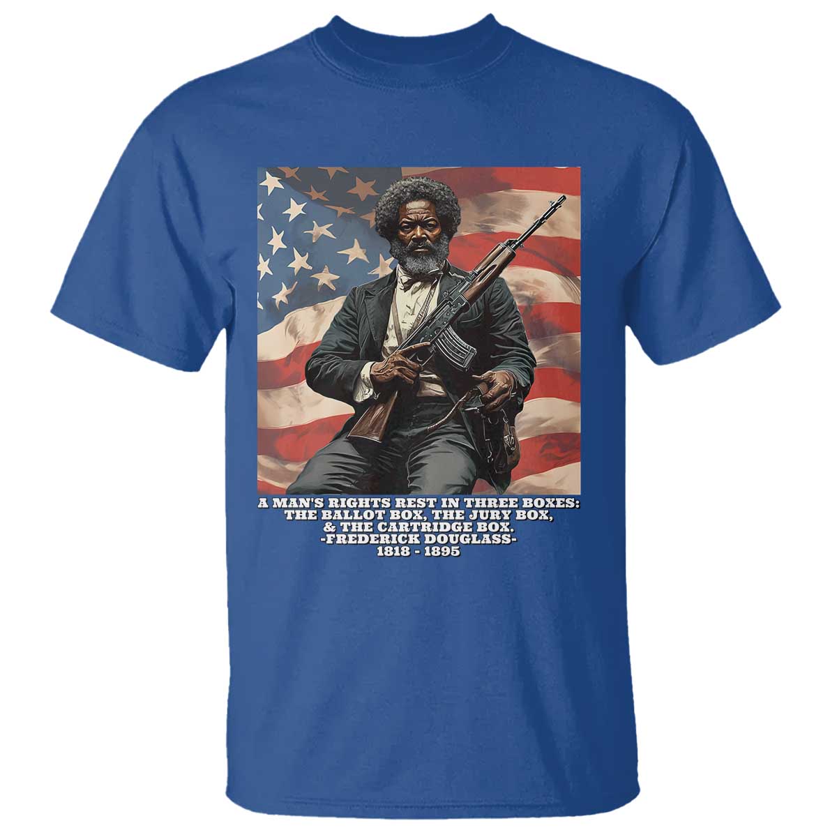 Frederick Douglass T Shirt A Man's Rights Rest In Three Boxes Vintage American Flag