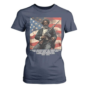 Frederick Douglass T Shirt For Women A Man's Rights Rest In Three Boxes Vintage American Flag