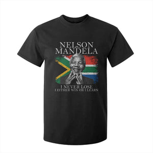 Nelson Mandela Quote T Shirt For Kid I Never Lose I Either Win Or I Learn Vintage South African Flag