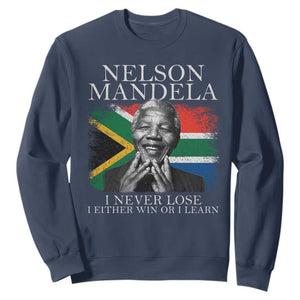 Nelson Mandela Quote Sweatshirt I Never Lose I Either Win Or I Learn Vintage South African Flag