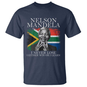 Nelson Mandela Quote T Shirt I Never Lose I Either Win Or I Learn Vintage South African Flag