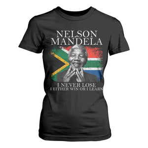 Nelson Mandela Quote T Shirt For Women I Never Lose I Either Win Or I Learn Vintage South African Flag