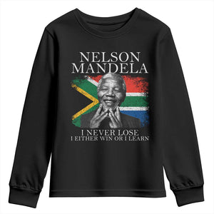 Nelson Mandela Quote Youth Sweatshirt I Never Lose I Either Win Or I Learn Vintage South African Flag