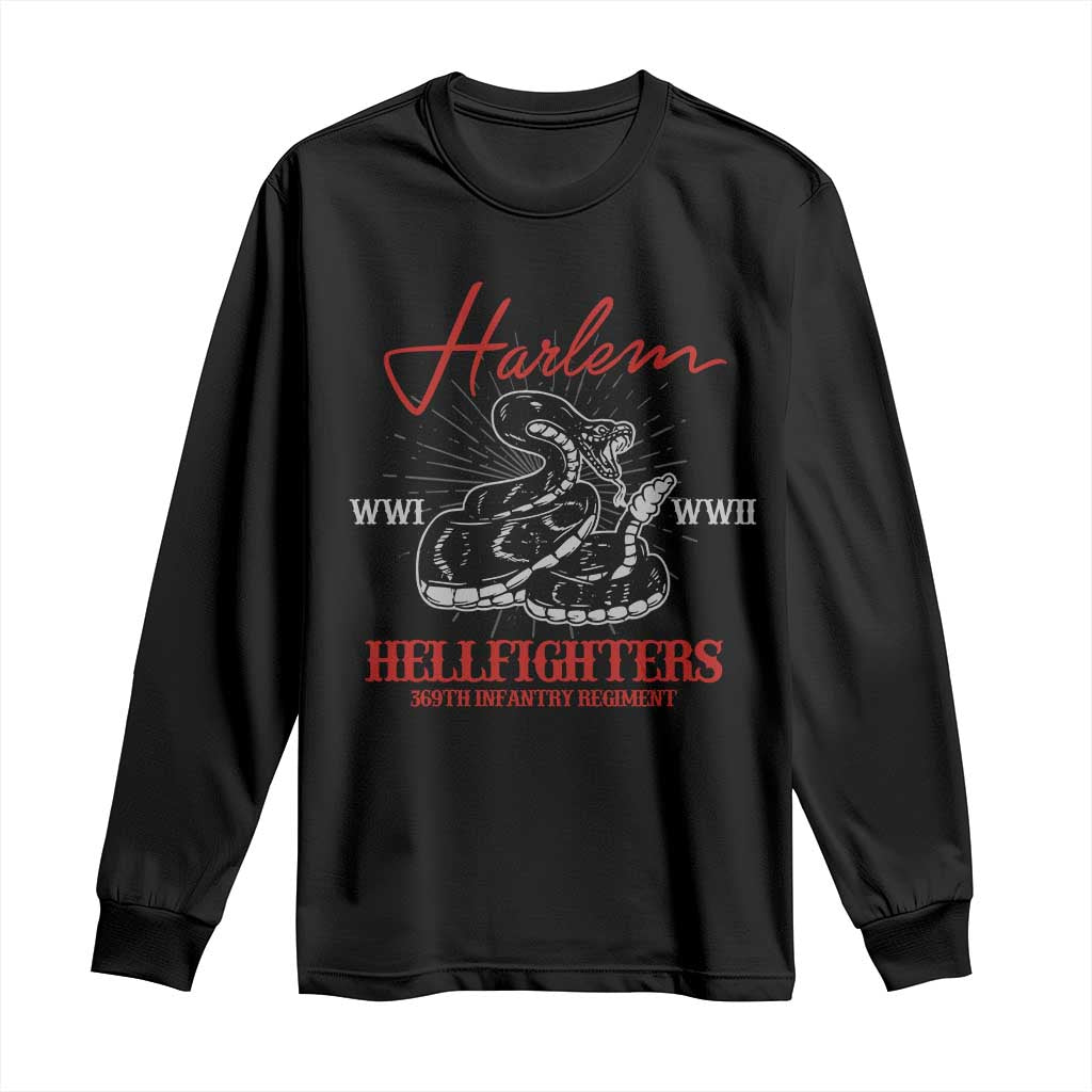 Harlem Hellfighters Long Sleeve Shirt 369th Infantry Regiment Snake Black History Month