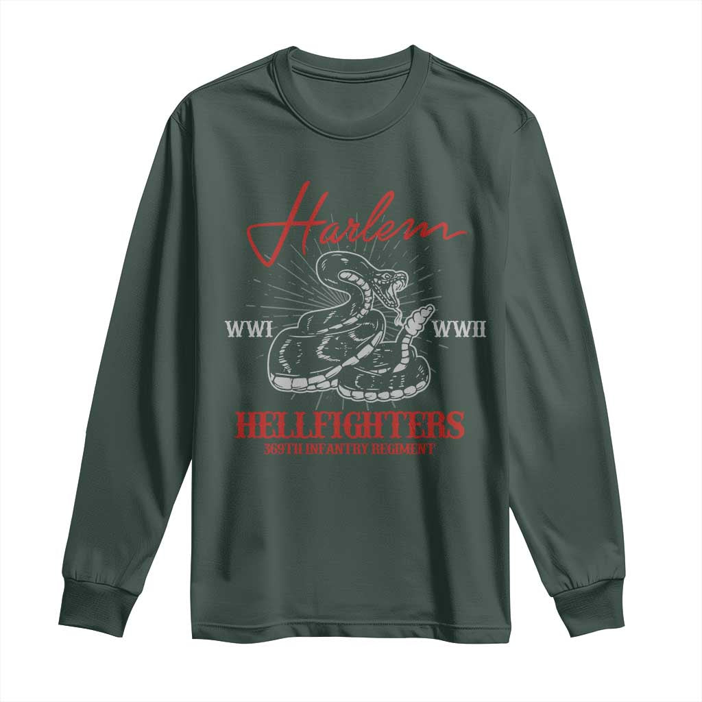 Harlem Hellfighters Long Sleeve Shirt 369th Infantry Regiment Snake Black History Month