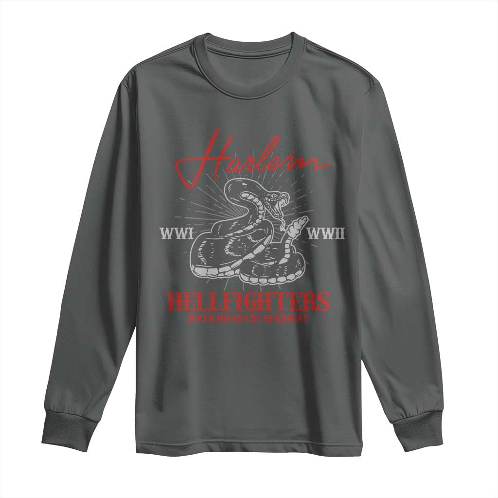 Harlem Hellfighters Long Sleeve Shirt 369th Infantry Regiment Snake Black History Month