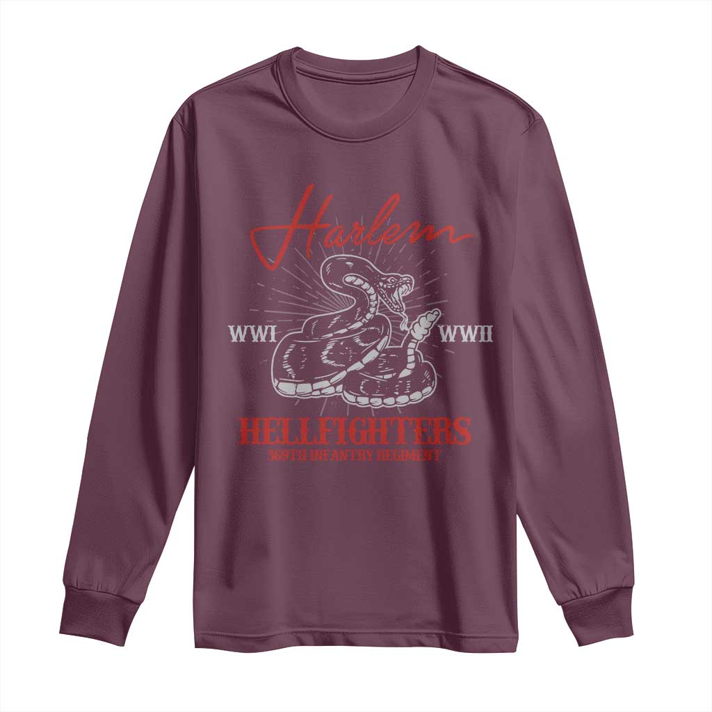 Harlem Hellfighters Long Sleeve Shirt 369th Infantry Regiment Snake Black History Month