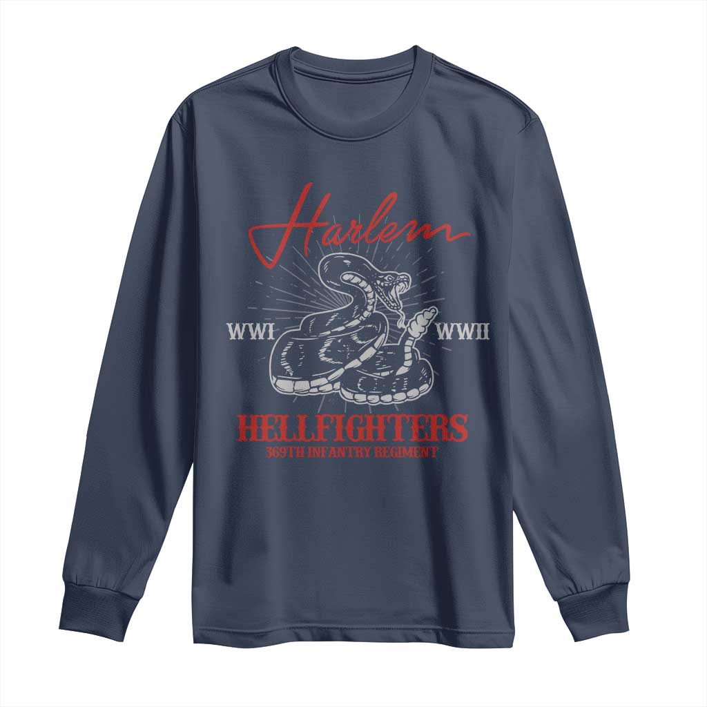 Harlem Hellfighters Long Sleeve Shirt 369th Infantry Regiment Snake Black History Month