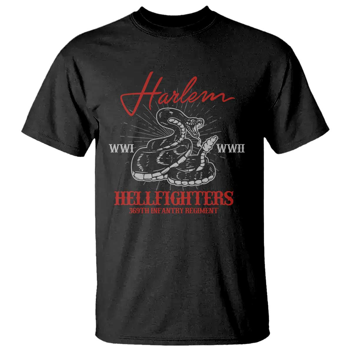 Harlem Hellfighters T Shirt 369th Infantry Regiment Snake Black History Month