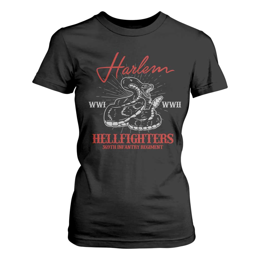 Harlem Hellfighters T Shirt For Women 369th Infantry Regiment Snake Black History Month