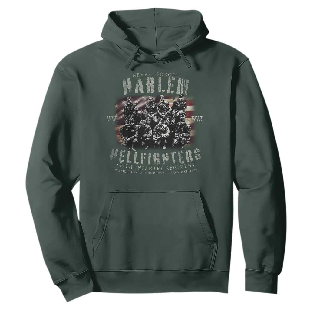 Never Forget Harlem Hellfighters Hoodie Vintage USA Flag