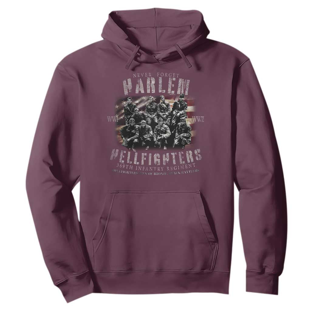 Never Forget Harlem Hellfighters Hoodie Vintage USA Flag