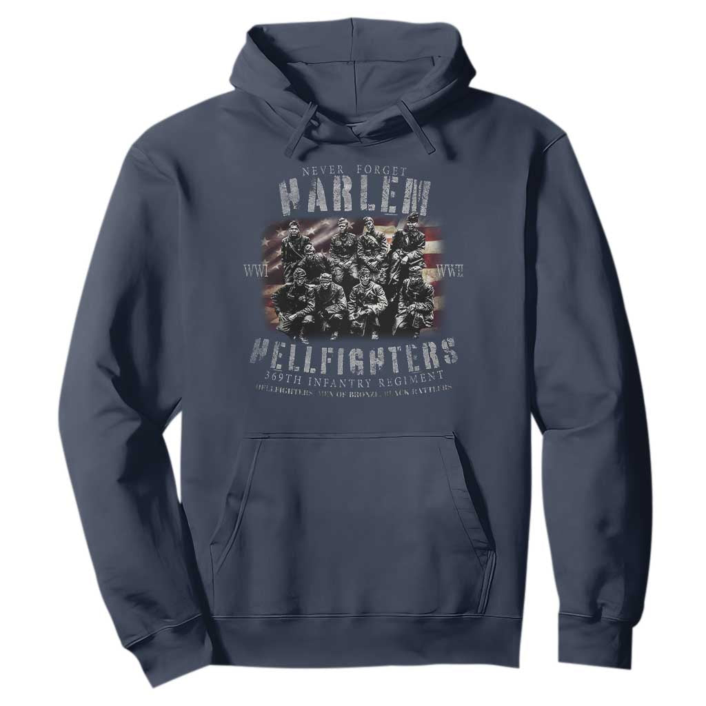 Never Forget Harlem Hellfighters Hoodie Vintage USA Flag