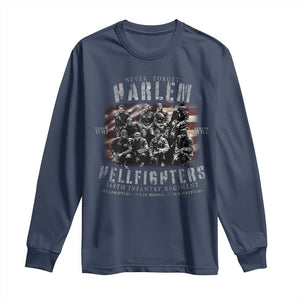 Never Forget Harlem Hellfighters Long Sleeve Shirt Vintage USA Flag