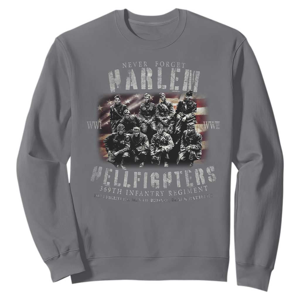 Never Forget Harlem Hellfighters Sweatshirt Vintage USA Flag