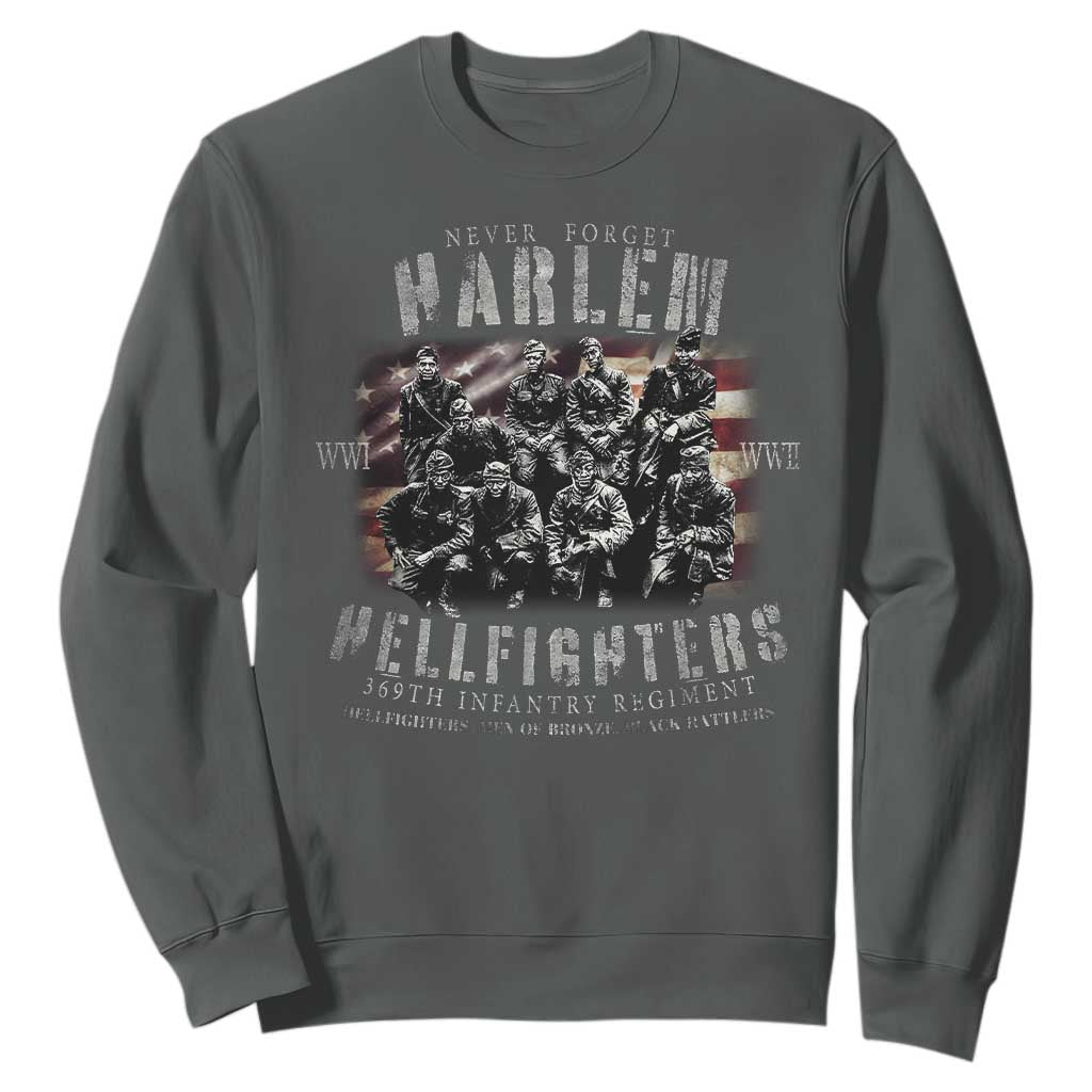Never Forget Harlem Hellfighters Sweatshirt Vintage USA Flag