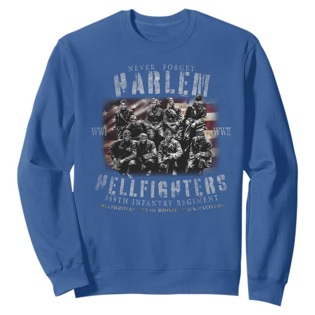 Never Forget Harlem Hellfighters Sweatshirt Vintage USA Flag