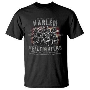 Never Forget Harlem Hellfighters T Shirt Vintage USA Flag
