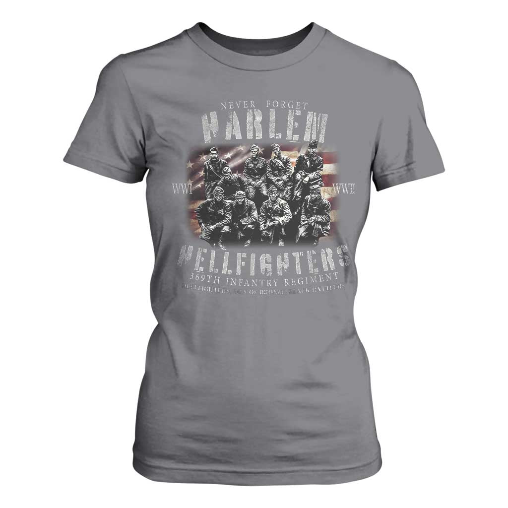 Never Forget Harlem Hellfighters T Shirt For Women Vintage USA Flag