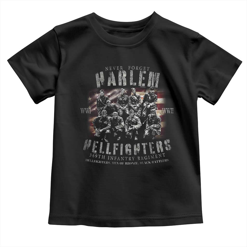 Never Forget Harlem Hellfighters Toddler T Shirt Vintage USA Flag
