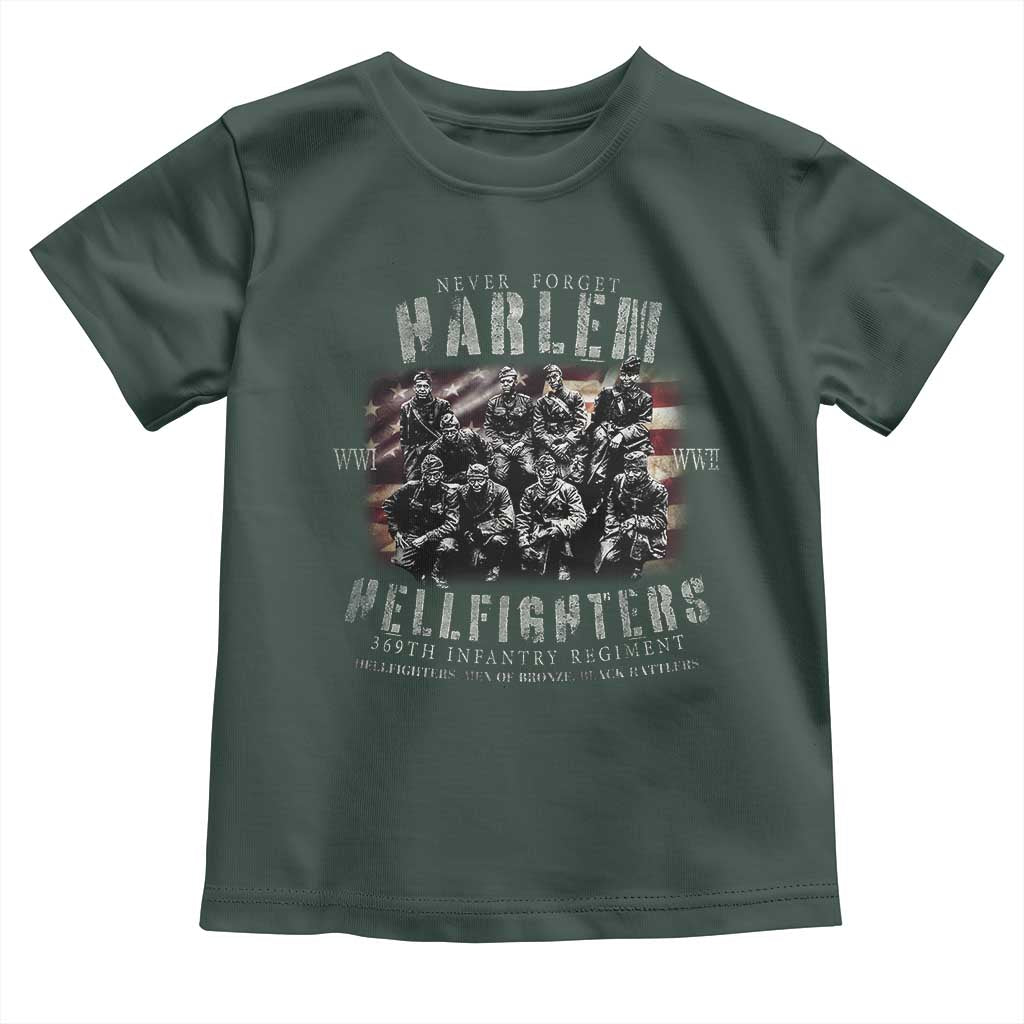 Never Forget Harlem Hellfighters Toddler T Shirt Vintage USA Flag