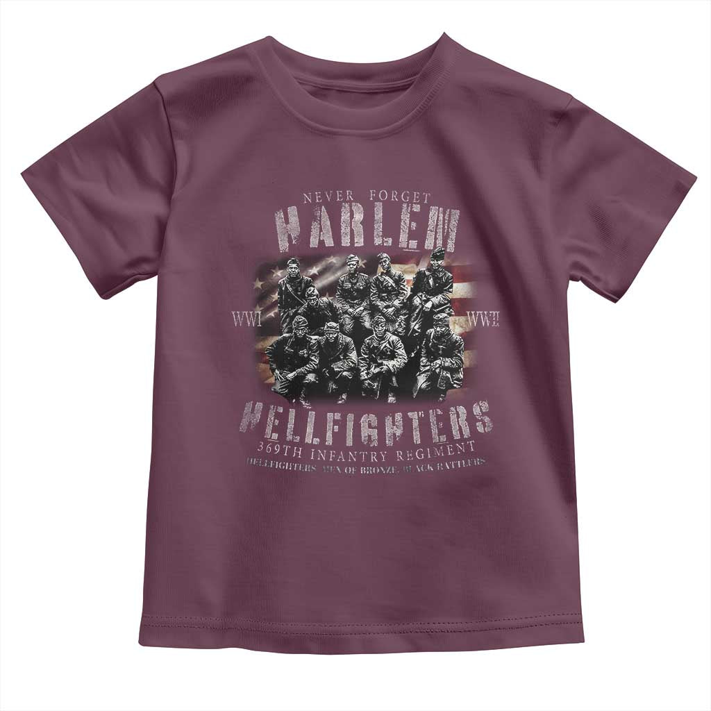 Never Forget Harlem Hellfighters Toddler T Shirt Vintage USA Flag