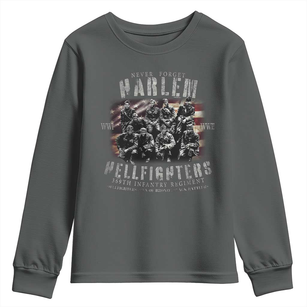 Never Forget Harlem Hellfighters Youth Sweatshirt Vintage USA Flag