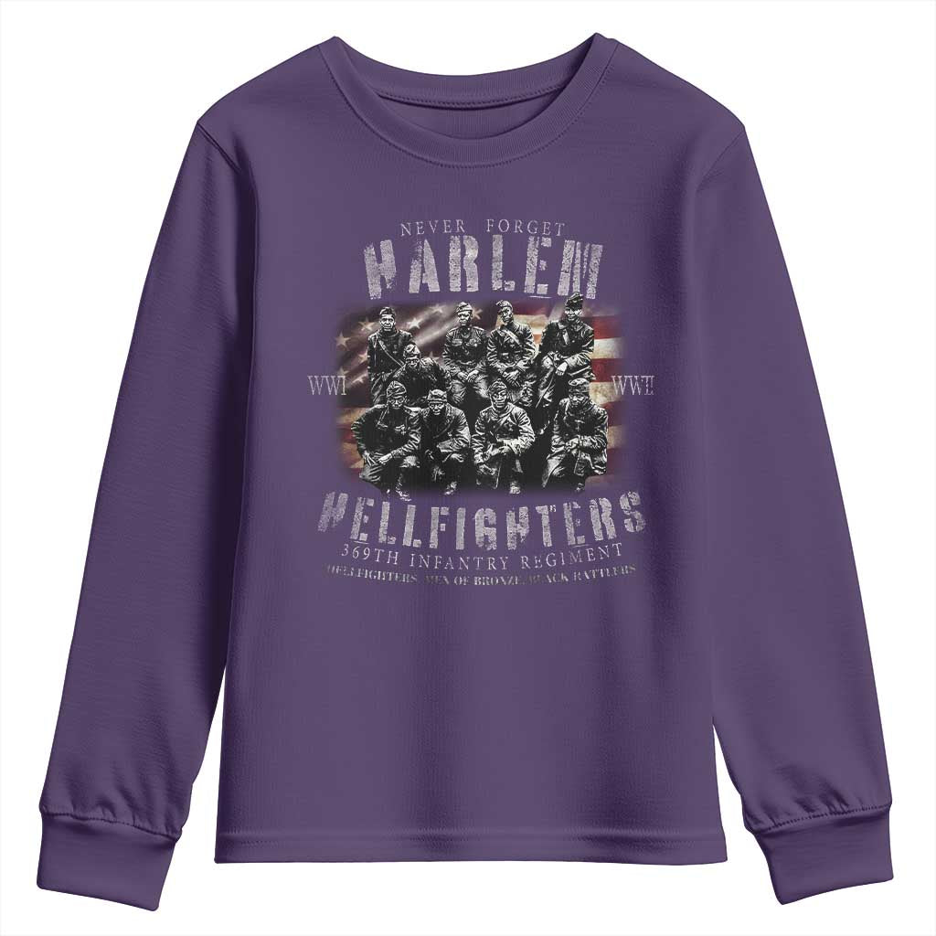 Never Forget Harlem Hellfighters Youth Sweatshirt Vintage USA Flag