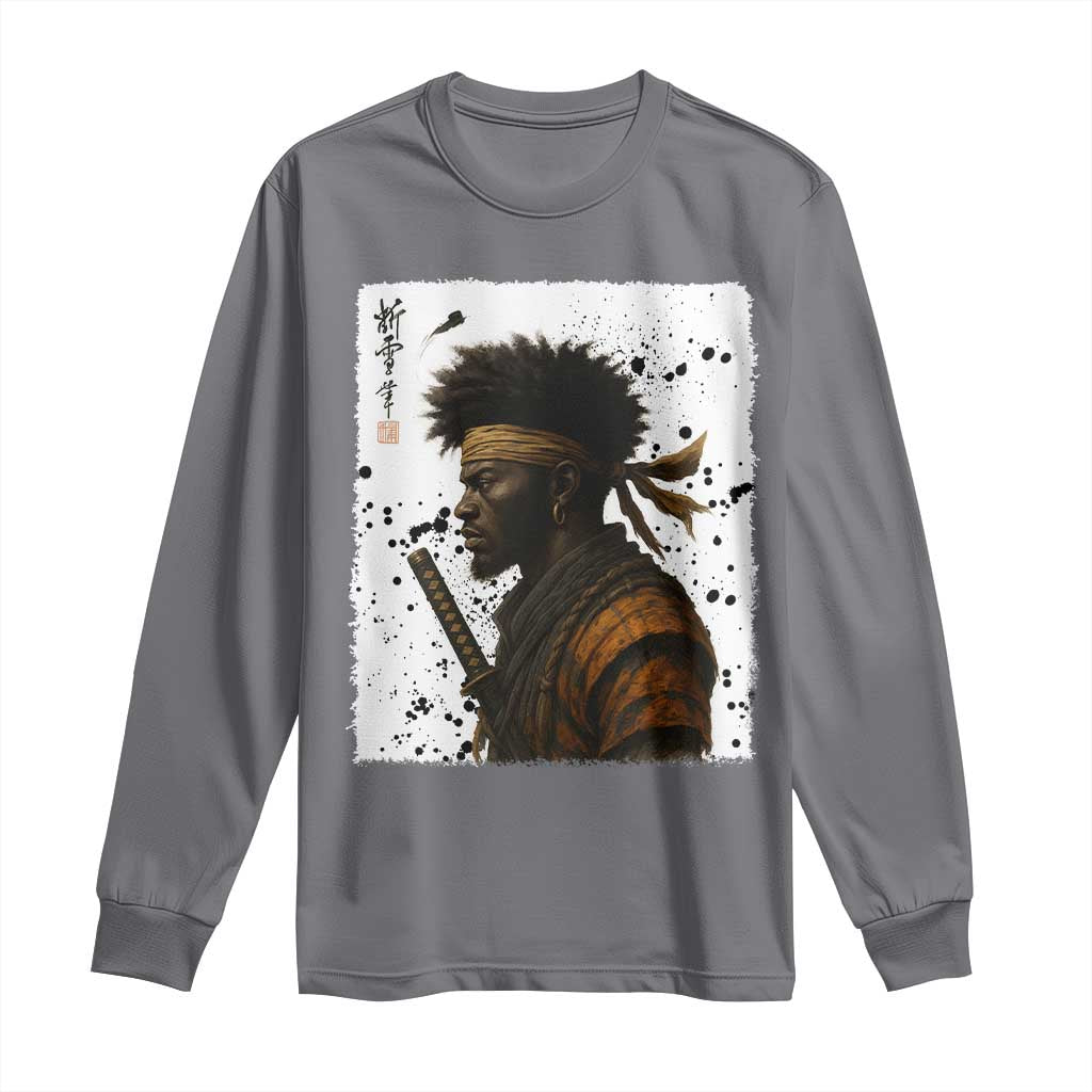 Afro American Samurai Long Sleeve Shirt Japanese Vintage Graphic Sumie Katana - African Pride