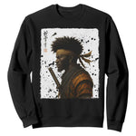 Afro American Samurai Sweatshirt Japanese Vintage Graphic Sumie Katana - African Pride