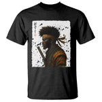Afro American Samurai T Shirt Japanese Vintage Graphic Sumie Katana - African Pride