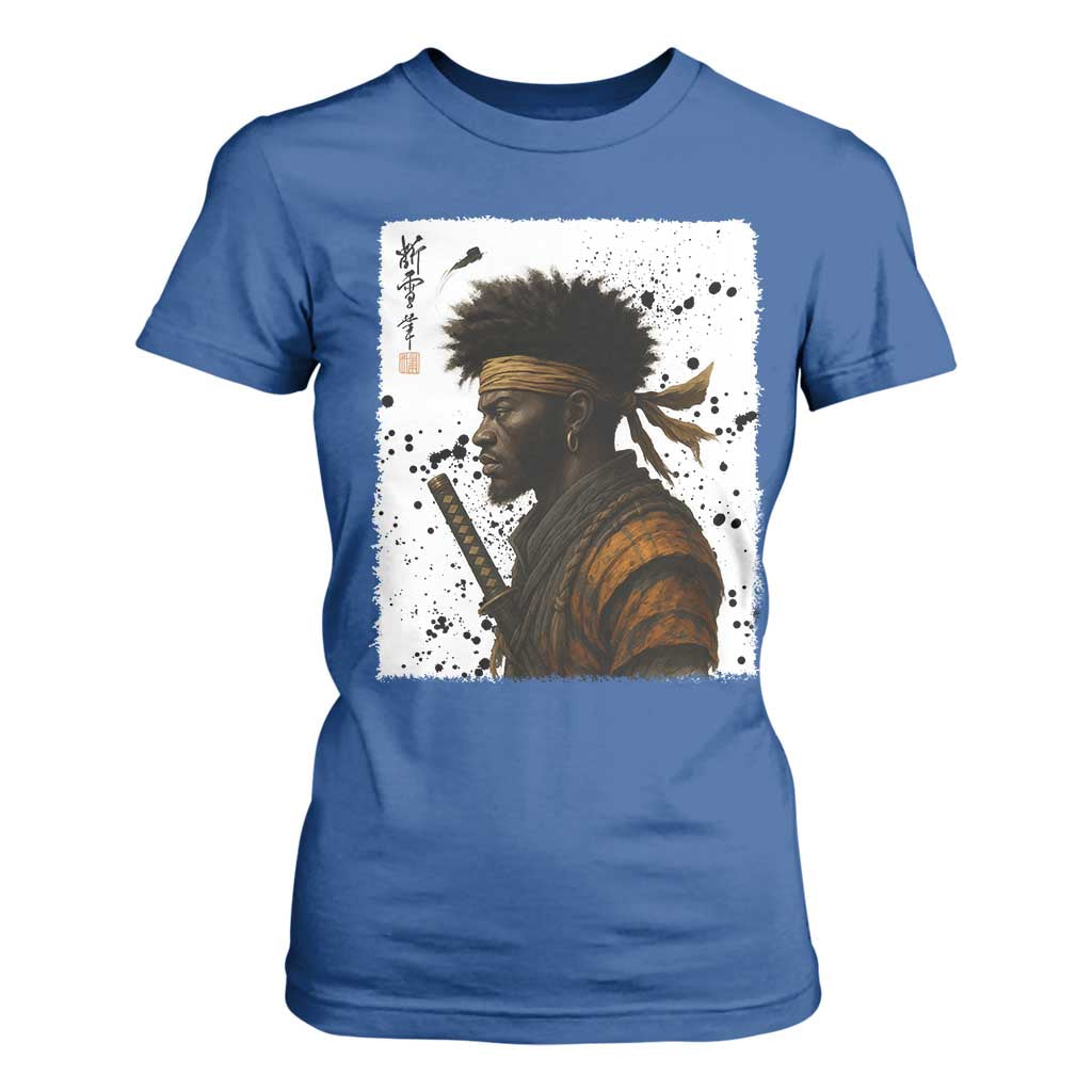 Afro American Samurai T Shirt For Women Japanese Vintage Graphic Sumie Katana - African Pride