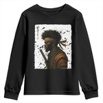 Afro American Samurai Youth Sweatshirt Japanese Vintage Graphic Sumie Katana - African Pride