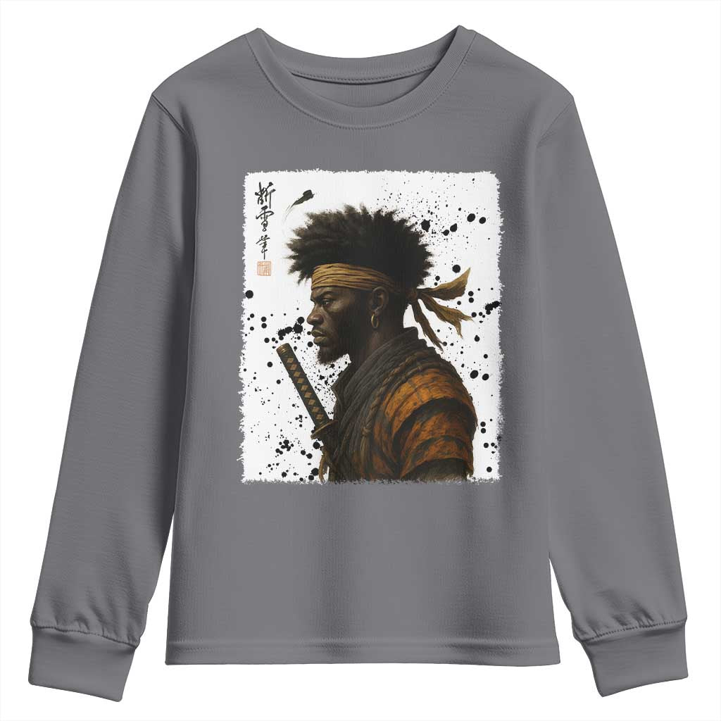 Afro American Samurai Youth Sweatshirt Japanese Vintage Graphic Sumie Katana - African Pride